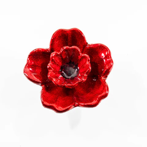 Red Aluminium & Enamel Poppy | Small 7cm