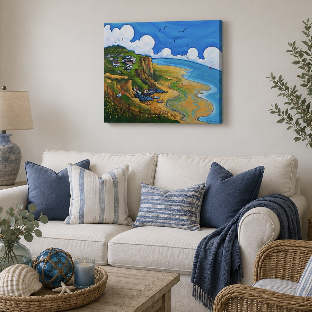 Original painting of East Runton Beach and caravan park.