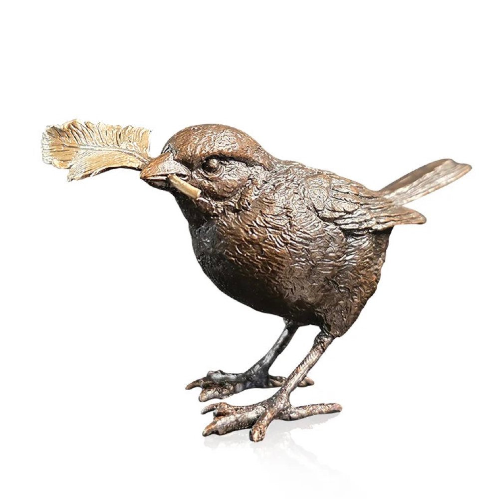 Sparrow with Feather | Bronze Sculpture by Keith Sherwin