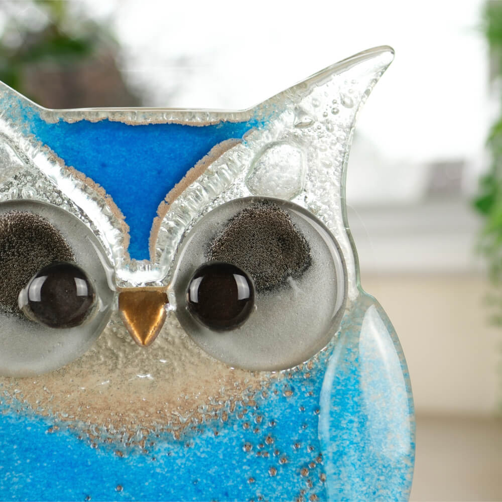 Blue Owl Fused Glass Ornament