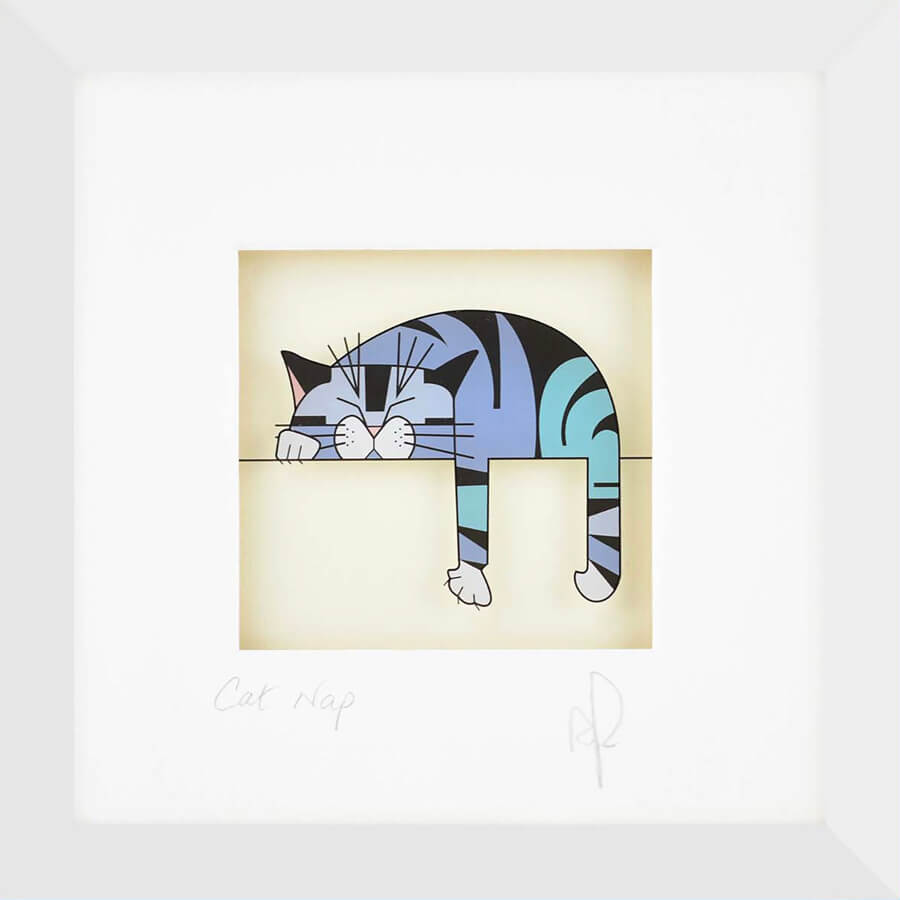 Blue/Grey Cat Nap | Framed Print