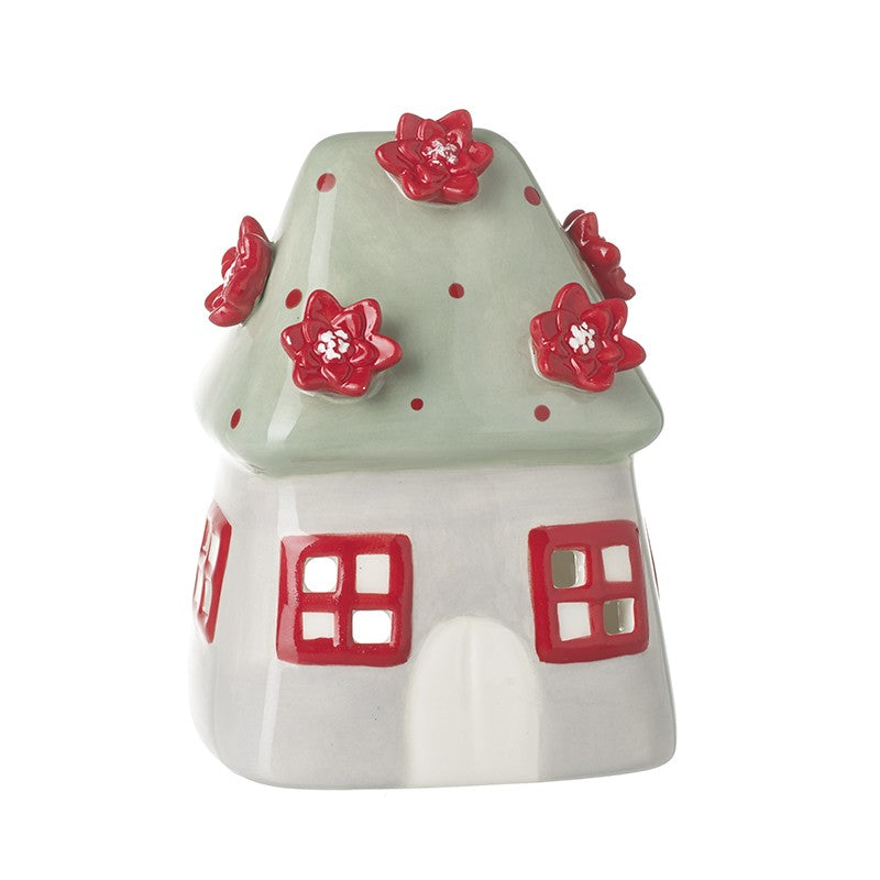Ceramic House with Flowered Roof