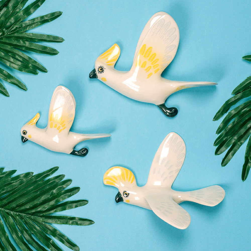 Ceramic Yellow Cockatoo Wall Set