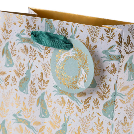 Hare & Holly Christmas Gift Bag | Medium