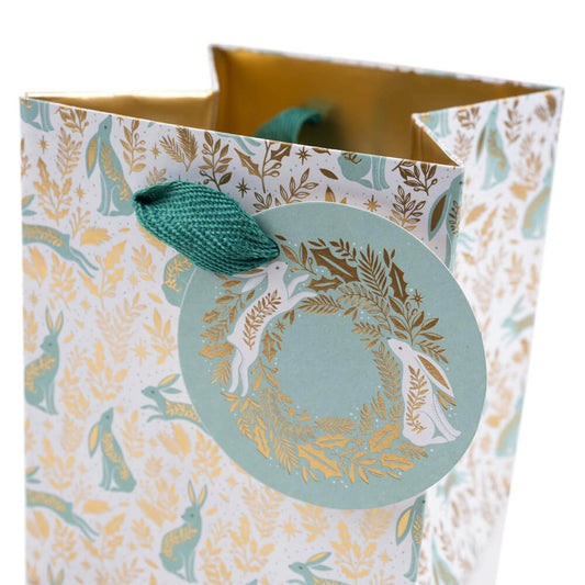 Hare & Holly Christmas Gift Bag | Small