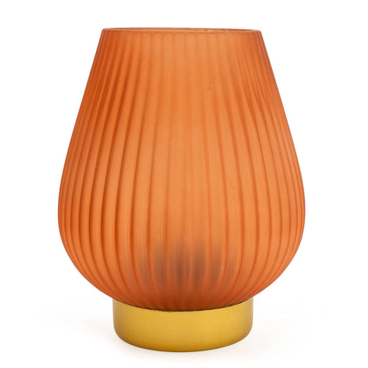 Terracotta & Gold Ridged LED Table Lamp | Red Lobster Gallery 