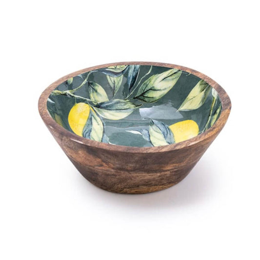 Lemon and Leaves Mango Wooden Bowl 20cm | Red Lobster Gallery | Sheringham