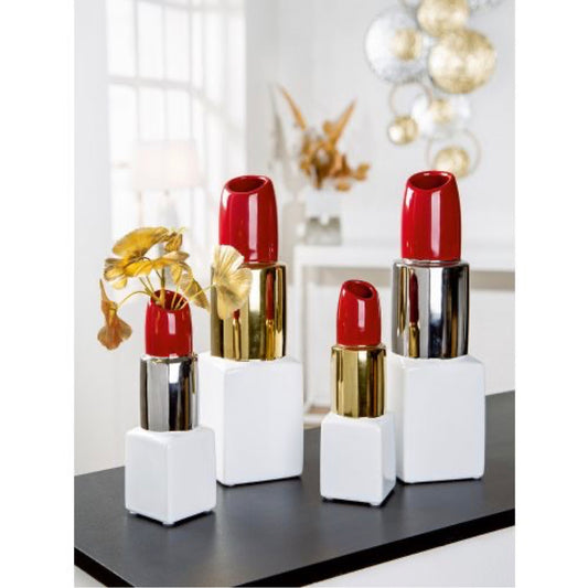  Red & White Lipstick Ceramic Vase