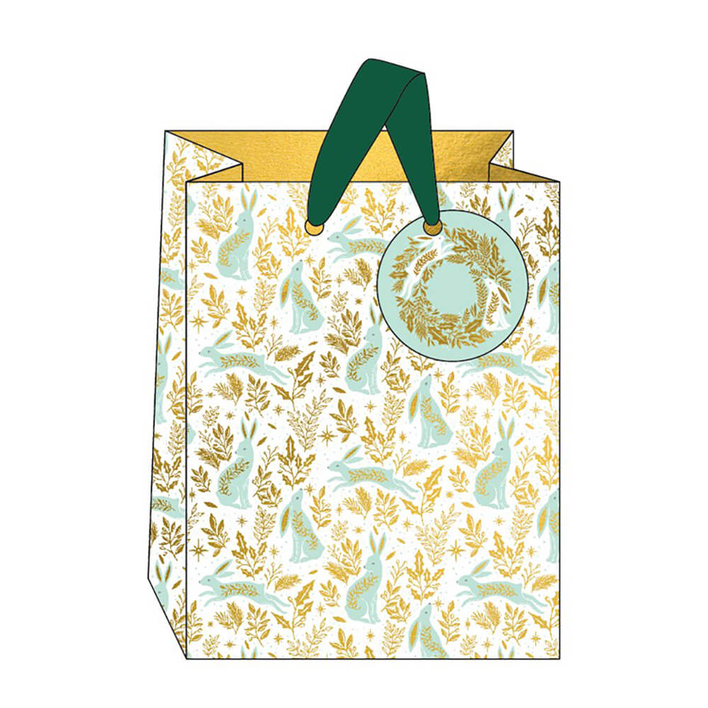 Hare & Holly Christmas Gift Bag | Medium