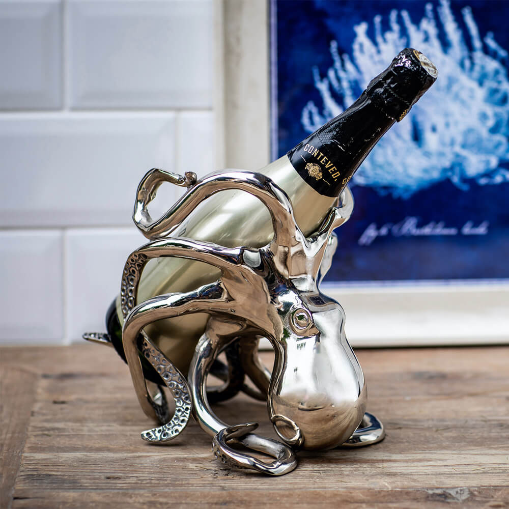 Octopus Quirky Wine Bottle Holder Gold Odessa Octopus Bottle