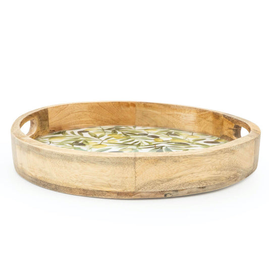 Olive Mango Wood Round Tray 30cm