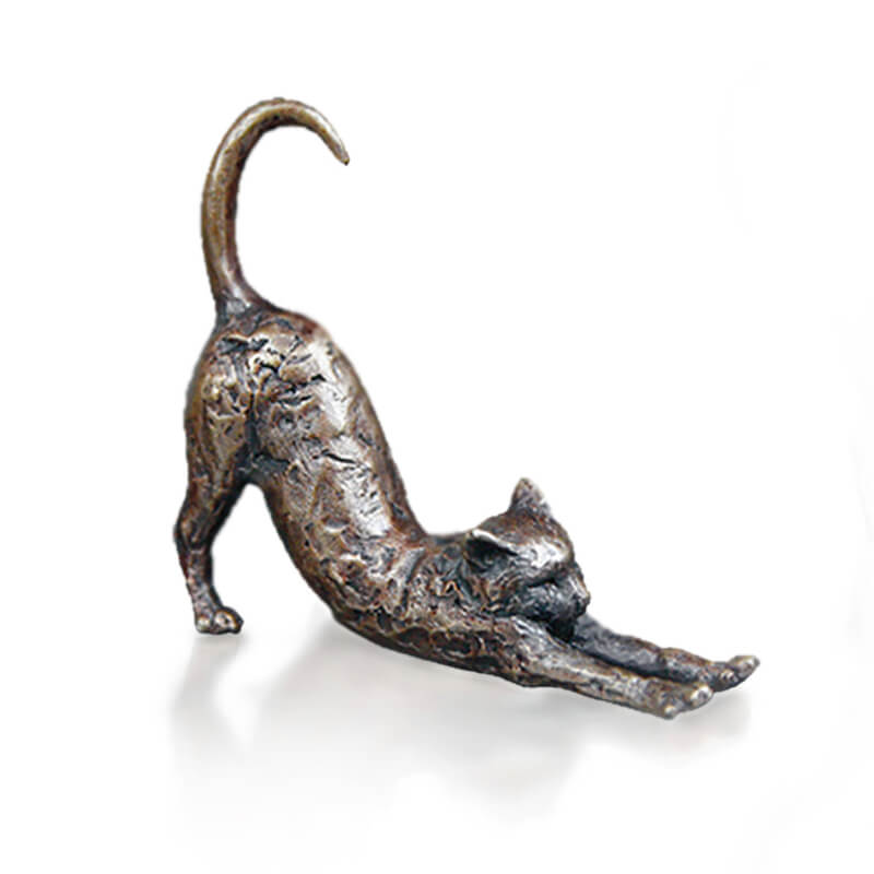 Miniature Bronze Cat Stretching | Red Lobster Gallery
