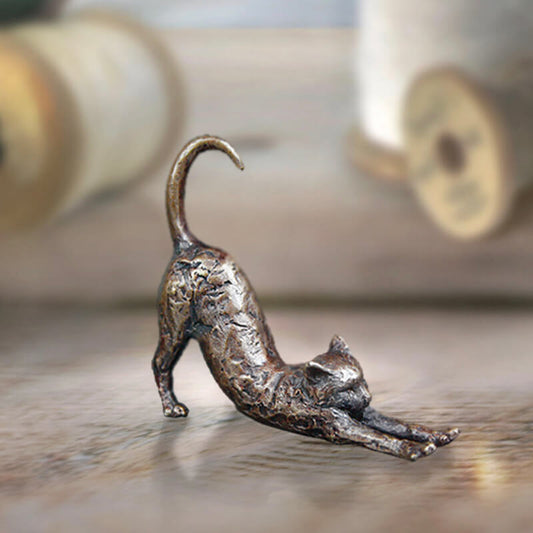 Miniature Bronze Cat Stretching | Red Lobster Gallery