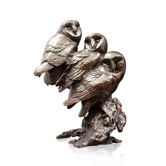 Watchful - Three Barn Owls — Limited Edition Solid Bronze