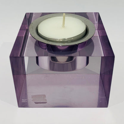 Contemporary Tea Light Holder | Soft Purple, Blue, Clear