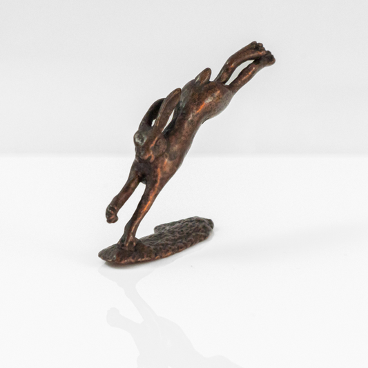 Leaping bronze hare