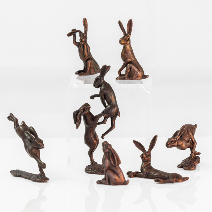 Collection of bronze hares