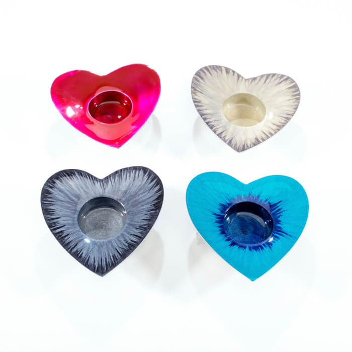 Fair Trade Brushed Black Heart Tea Light Holder