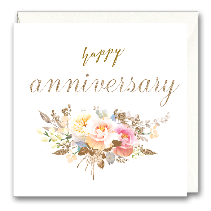 Happy Anniversary with Floral Heart | Card