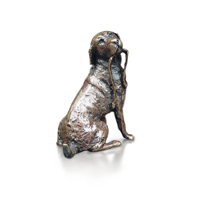 Miniature Bronze | Labrador with Lead | Solid Bronze Sculptures at Red Lobster Gallery | Sheringham
