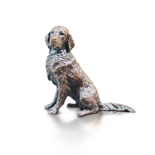 Miniature Bronze Retriever Sitting | Solid Bronze Sculptures at Red Lobster Gallery | Sheringham