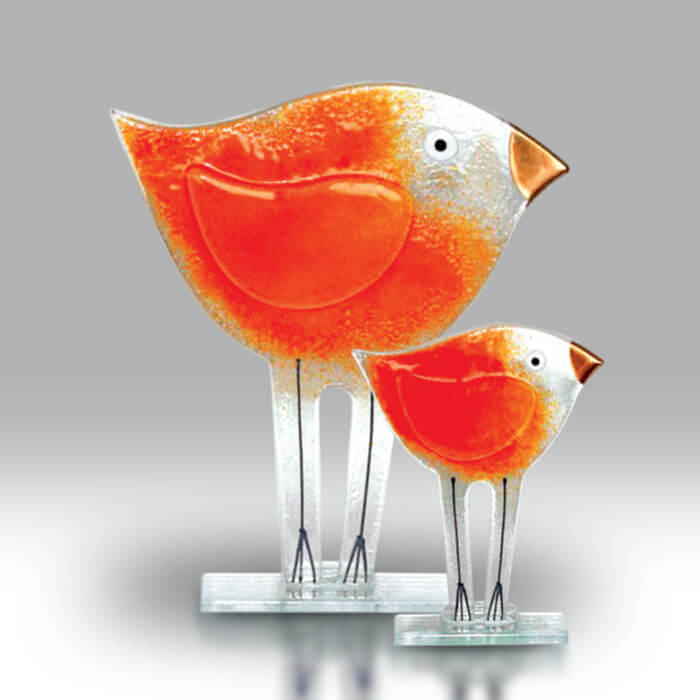 Small Sunrise Fused Glass Bird