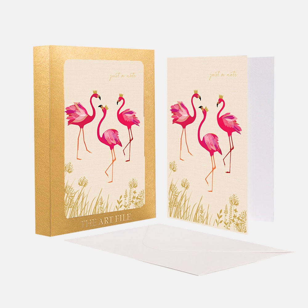 Flamingos 'Just a Note' — Set of 10 Luxury Notecards | Red Lobster Gallery