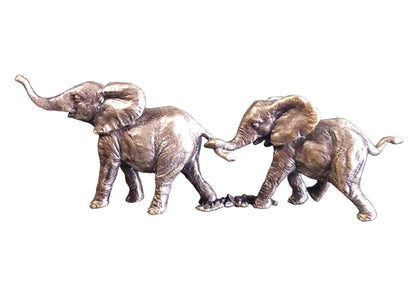 Miniature Bronze Elephant Pair