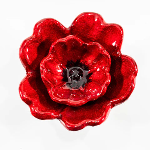 Red Enamel Poppy Wall Sculpture