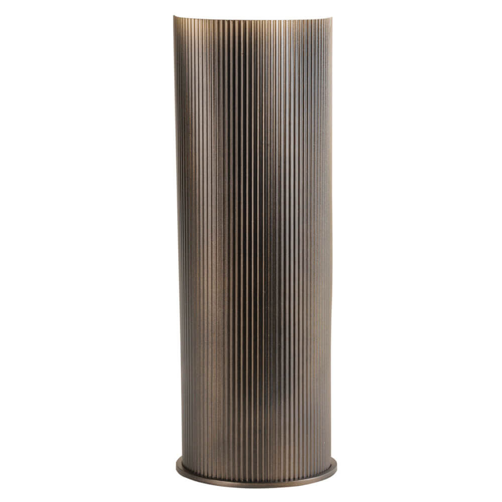 Ribbed Gold Hurricane Candle Holder