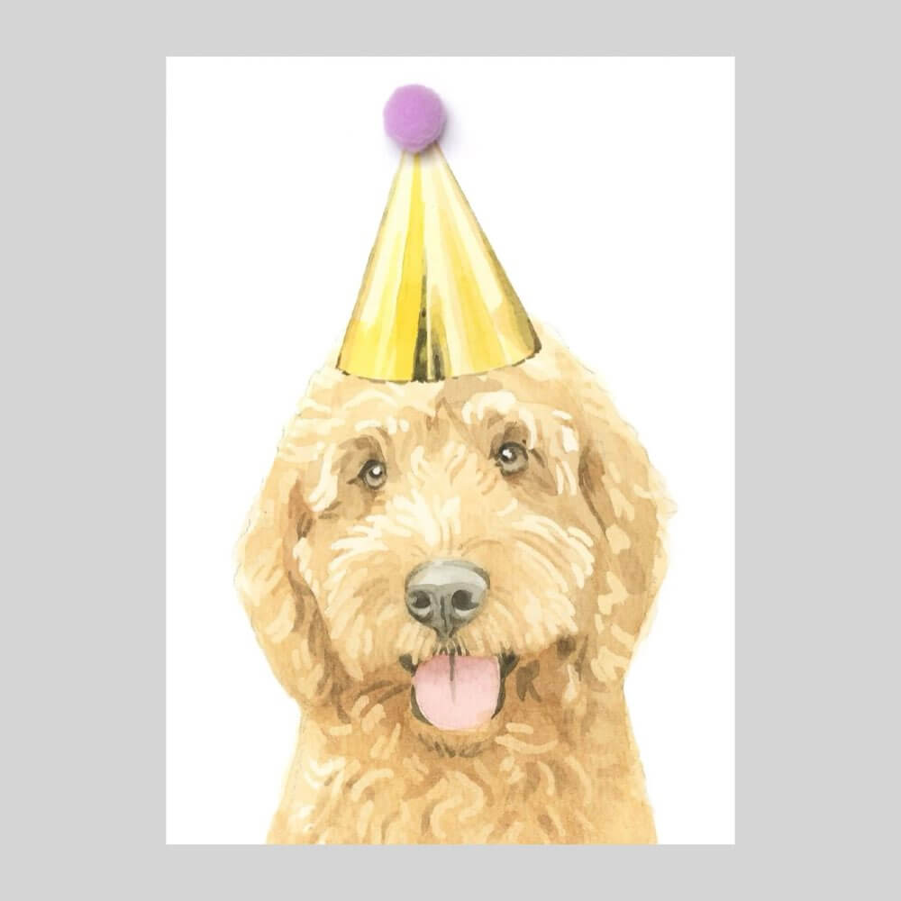 Golden Cockapoo Pompom Card
