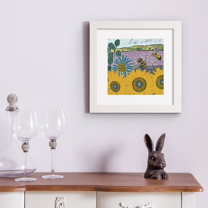 Bees & Sunflowers Framed Print by Katie Heiss | Red Lobster Gallery | Sheringham