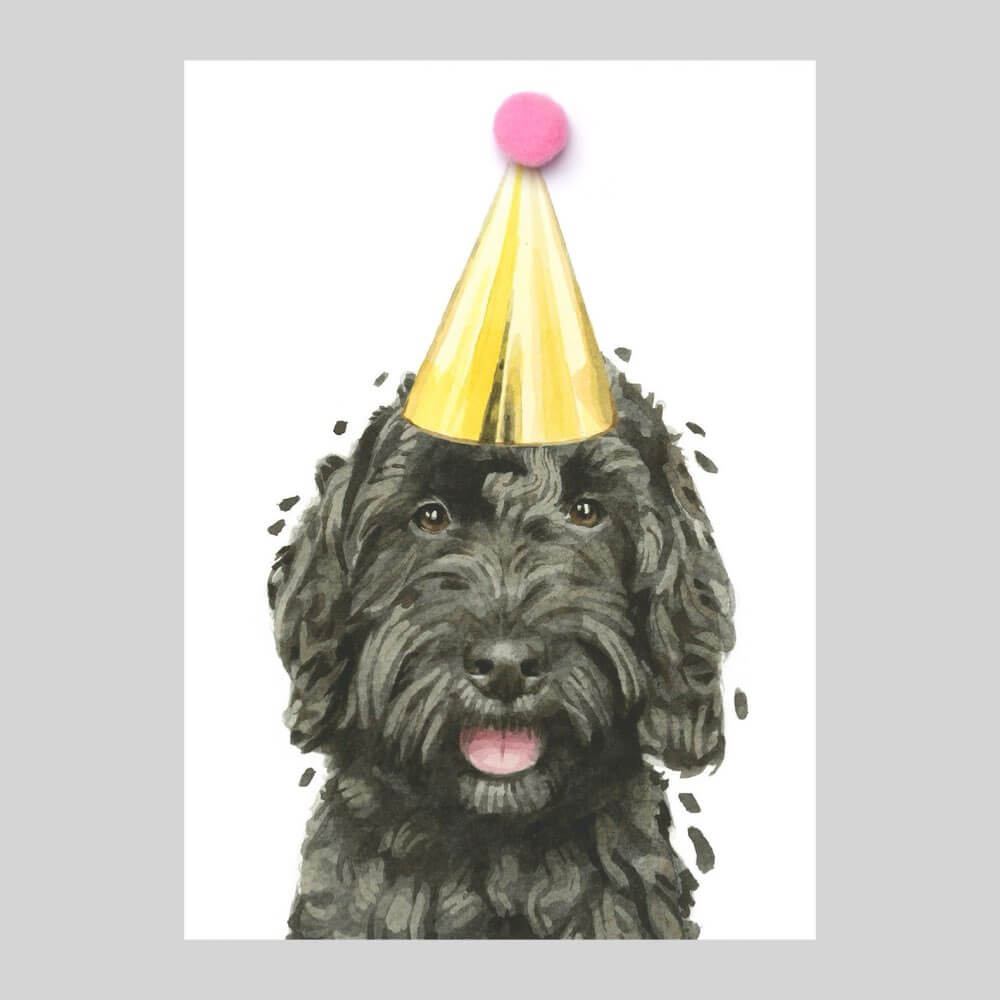Black Cockapoo Pompom Card