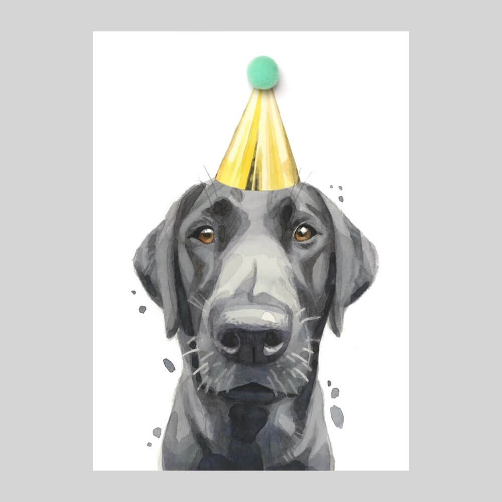 Black Labrador Pompom Card