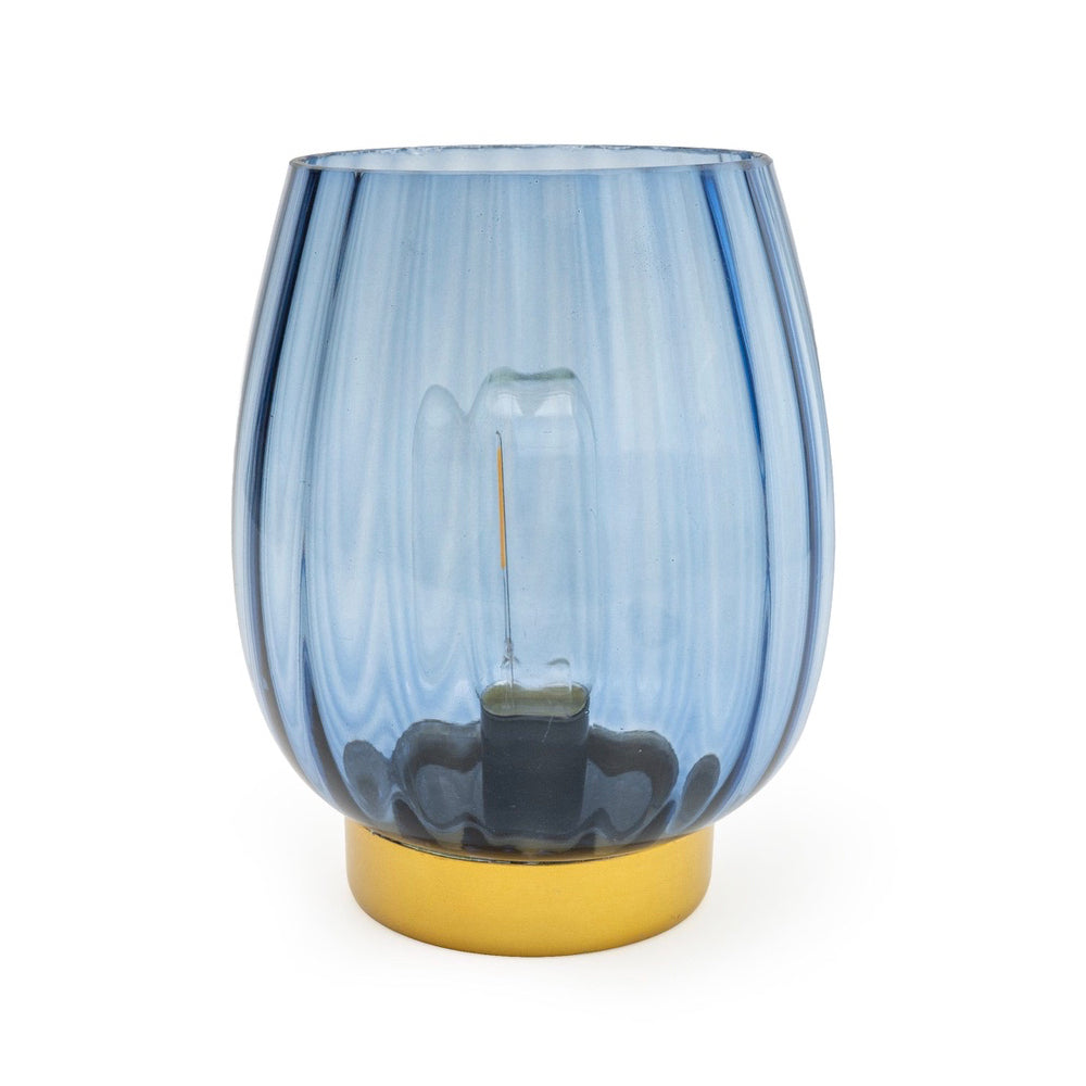 Blue & Gold Ridged LED Table Lamp