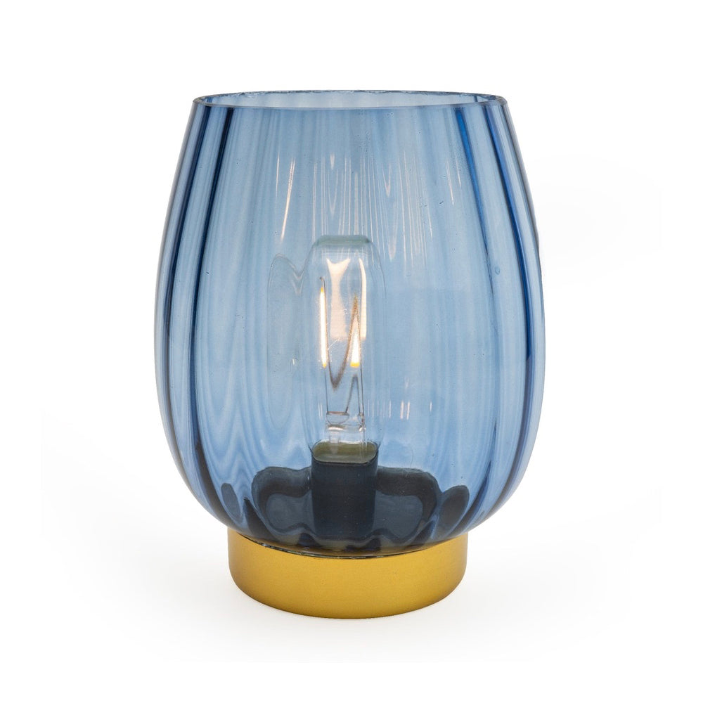 Blue & Gold Ridged LED Table Lamp