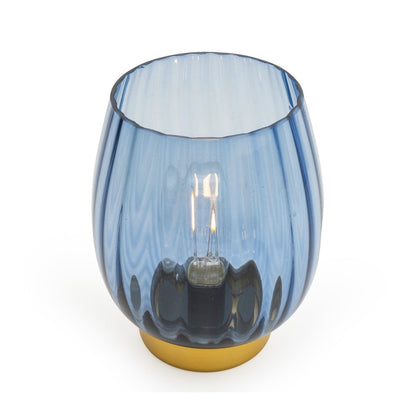 Blue & Gold Ridged LED Table Lamp