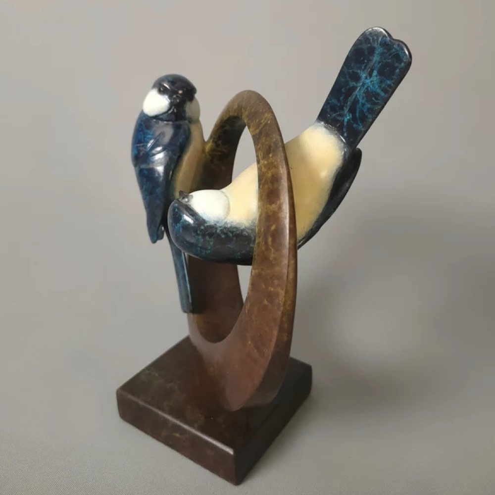 Blue Tits | Large Bronze Sculpture by David Meredith – Limited Edition