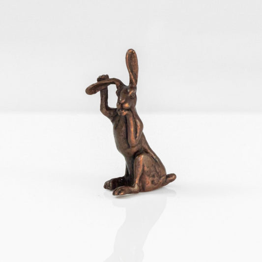Bonsai Bronze Hare Holding Ear
