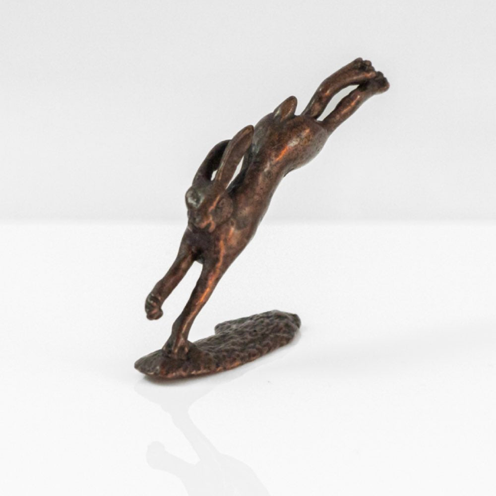 Bonsai Bronze Hare Leaping