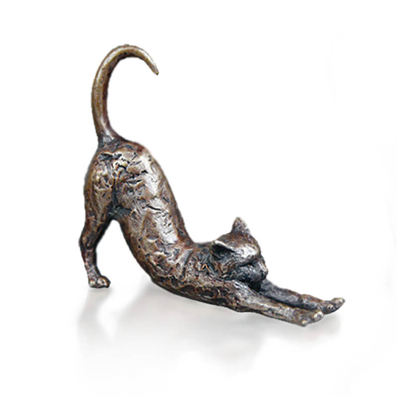 Miniature Bronze Cat Stretching by David Meredith