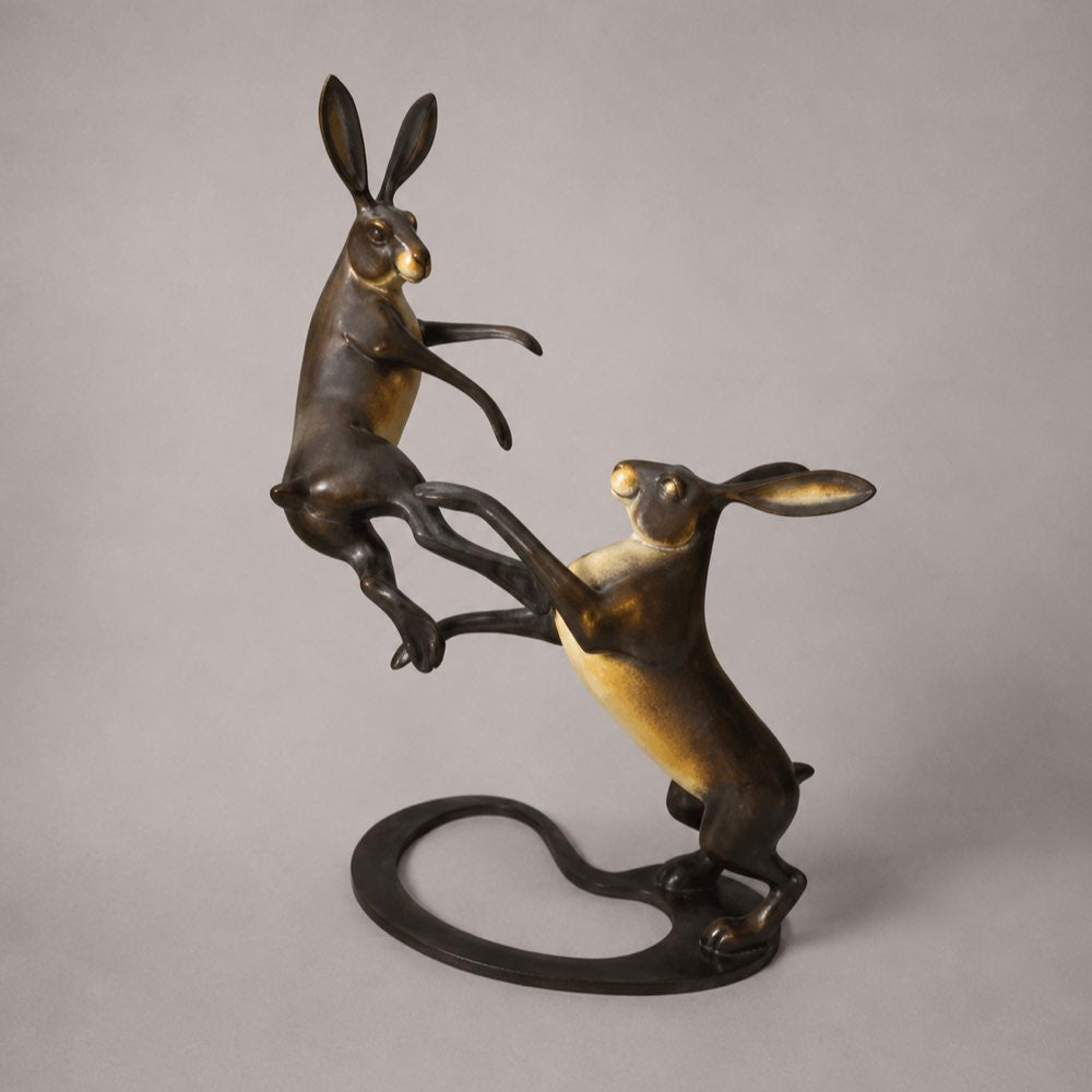 Boxing Hares Bronze Sculpture by David Meredith – Limited Edition