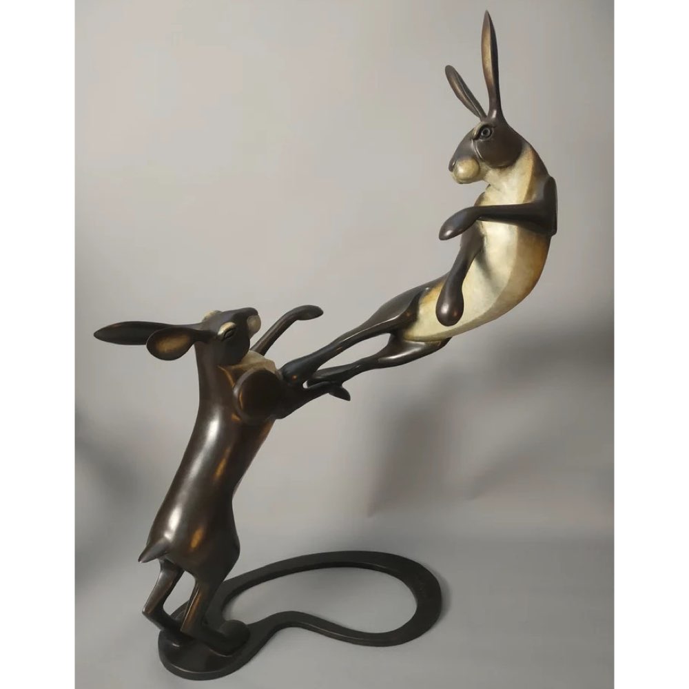 Boxing Hares Bronze Sculpture by David Meredith – Limited Edition