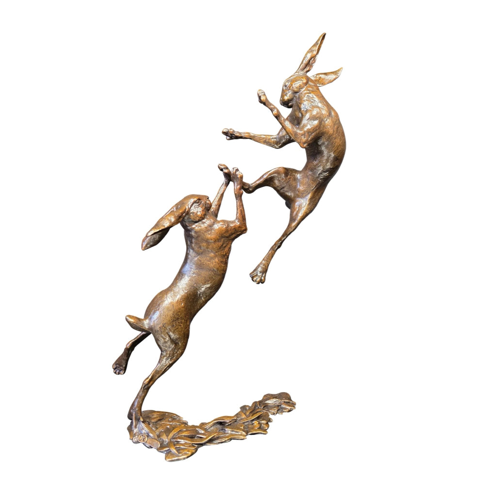 Boxing Hares | Large Bronze Sculpture by Dean Kendrick - Limited Edition
