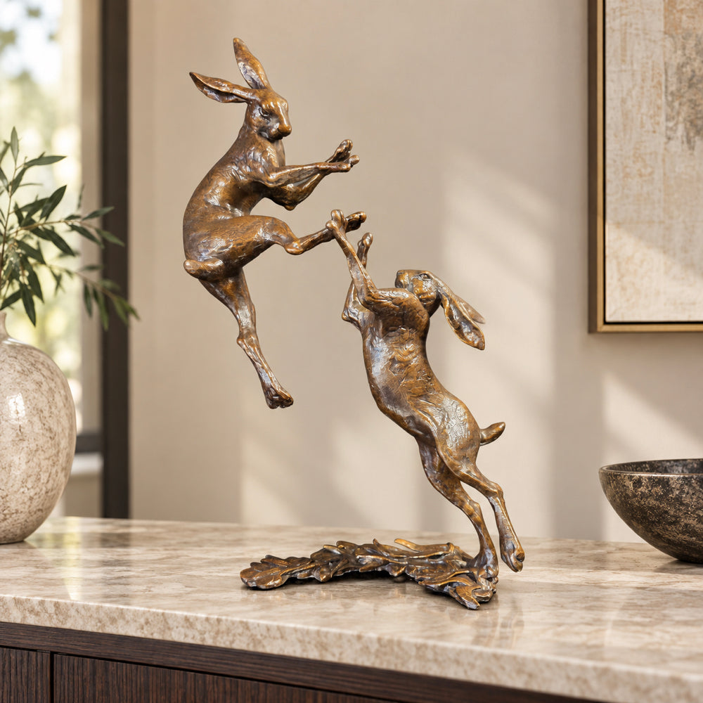 Boxing Hares | Large Bronze Sculpture by Dean Kendrick - Limited Edition