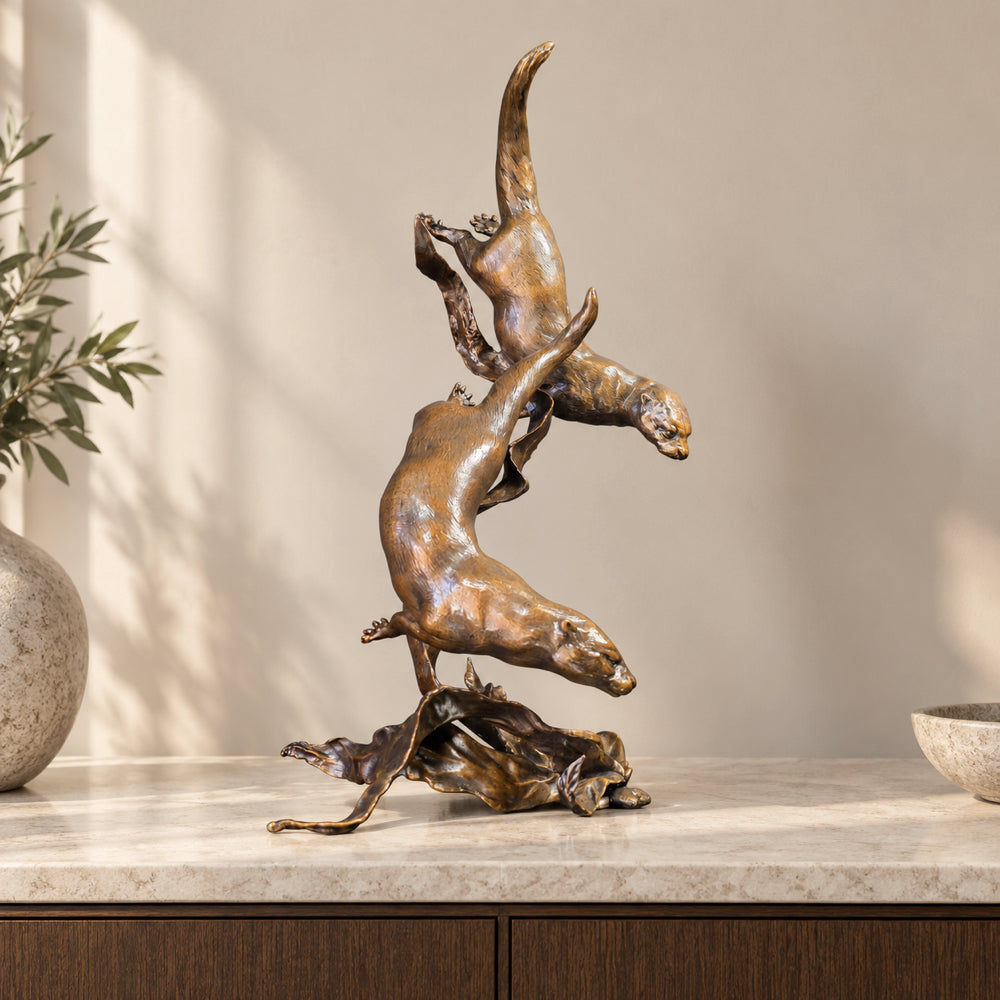 Otters Playing | Large Bronze Sculpture by Dean Kendrick - Limited Edition
