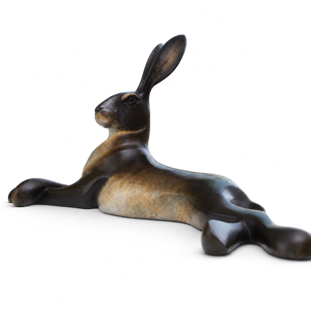 Lying Hare | Large Bronze Sculpture by David Meredith – Limited Edition