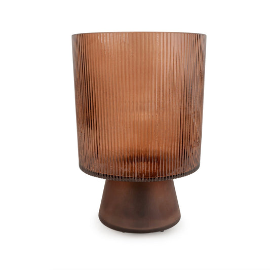 Amber Ribbed Glass LED Touch Lamp