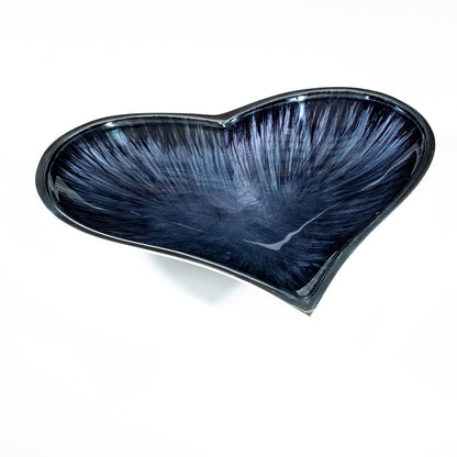 Brushed Blue Heart Dish Large