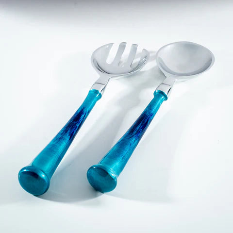 Brushed Blue Salad Servers